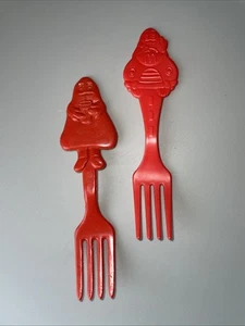 Vintage 1980er McDonalds Kunststoff Grimasse Gabel Happy Meal Premium 2 Stück - Bild 1 von 4