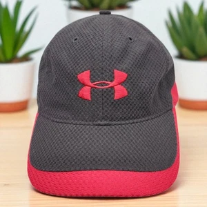 Under Armour Strapback Hat Cap Womens Gray Red Embroidered Adjustable Casual - Picture 1 of 8