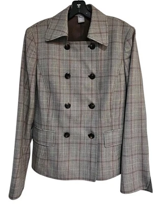 Ellen Tracy Womens 12 100% Wool Blazer Career Plaid Jacket Preppy Business  - Image 1 of 4