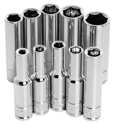 Performance Tool W36300 10 Piece 1/4 Inch Drive 6pt SAE DW Skt Set - Image 1 of 4