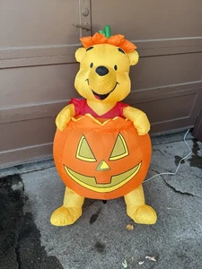 Vintage Winnie the Pooh Halloween Kürbis luftgeblasen aufblasbar Disney Gemmy 4 Fuß 2004 - Bild 1 von 6