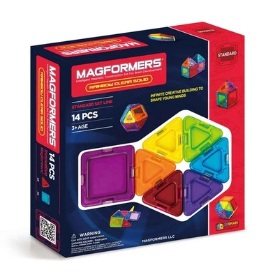 Juego de 14 piezas MAGFORMERS Solids Clear Rainbow 65030 Foto 1 de 4