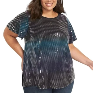 Camiseta de lentejuelas negra brillante Lane Bryant - Imagen 1 de 8