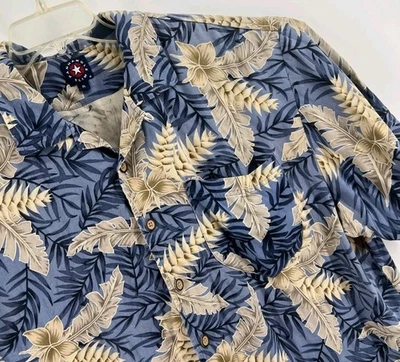 Camisa Panhandle Slim Para Hombre Grande Azul Marrón Floral Occidental 100% Seda Foto 1 de 4