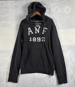 VTG Abercrombie & Fitch Mens Large Hoodie Gray A&F Embroidered Distressed Y2K - Picture 1 of 20