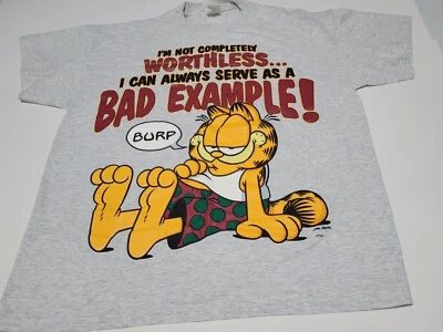 De Colección Años 90 Garfield "¡Mal Ejemplo Inútil!" Camiseta Jim Davis Talla XL ¡Rara! Foto 1 de 4