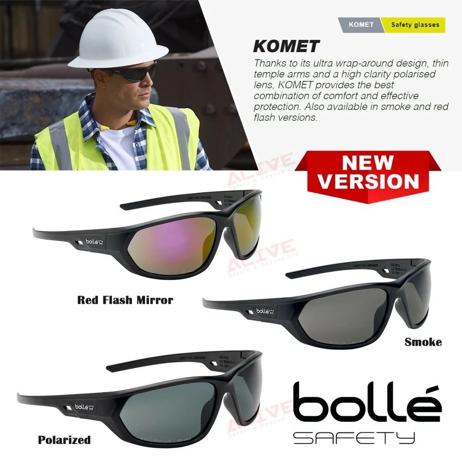 Bolle Safety Glasses KOMET Anti-Scratch Anti-Glare 99.99% UVA / UVB Protection - Image 1 of 4