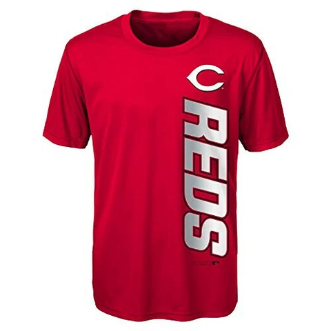 MLB Cincinnati Reds Boys Outerstuff "Vertical" Short Sleeve Performance Tee, Red Cover