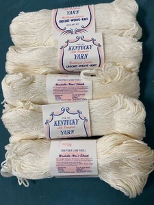 Lot of 5 Vintage Kentucky All Purpose RayonYarn White 100 Yards - Picture 1 of 5
