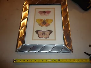 (B) UNIQUE NAIL ART FRAME CHROME STEAM PUNK Butterfly Matted Picture Art Decor - Picture 1 of 6