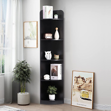 5-Tier Corner Bookshelf - 63" Tall Free-Standing Corner Bookcase in Durable Wood