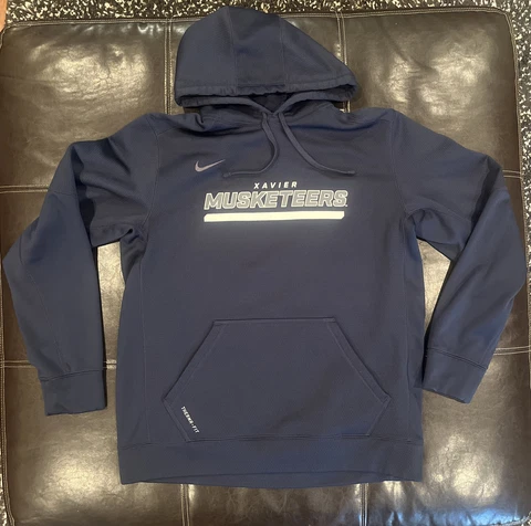 Navy Nike Therma-Fit Xavier University Musketeers Hoodie Size XL Cover