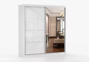 Schwebetürenschrank Kleiderschrank Garderobenschrank POLA mit Spiegel 35 203 cm - Bild 1 von 26