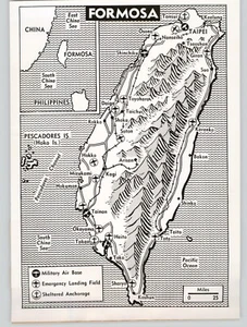 MAPA MILITAR de la Isla de FORMOSA China Guerra Civil (Taiwán) 1950 Foto de Prensa - Imagen 1 de 2