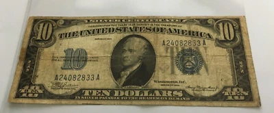 United States USA US Circulated Note $10 Dollars 1934 Silver Certificate Blue - Image 1 of 2