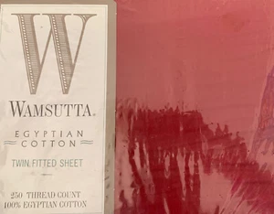Wamsutta QUEEN Flat Sheet 100% Egyptian Cotton 250 TC BURGUNDY Sealed New - Picture 1 of 2