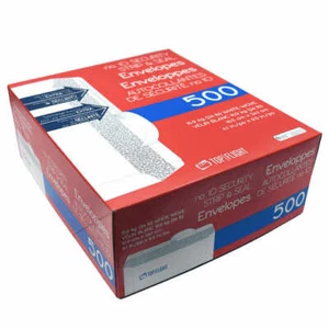 Paquete de 500 sobres de tira de seguridad y sello, 24 libras, 4 1/8"x9 1/2"" de vuelo superior - Imagen 1 de 4