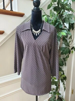 Maria Gabrielle женщин черный и белый полиэстер v-образным вырезом длинным рукавом блузка 2XL - Изображение 1 из 4