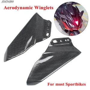 Front Aerodynamic Winglet Street Sport Bike For Honda Yamaha Kawasaki BMW Ducati - Picture 1 of 12