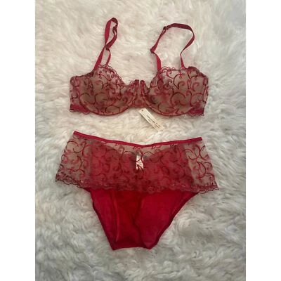 NUEVO CON ETIQUETAS NOS Cosabella Italia Casablanca Lencería Conjunto Sujetador y Panty 36C L Foto 1 de 4