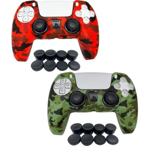PS5 Controller Skin | Silikon Schutzhülle Skin - tarnfarben rot/camogrün 2er-Pack - Bild 1 von 3