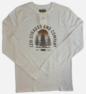 Levis Men's XXL Tee Cream Classic Fit Long Sleeve Graphic Logo T-Shirt Levi's - Picture 1 of 3