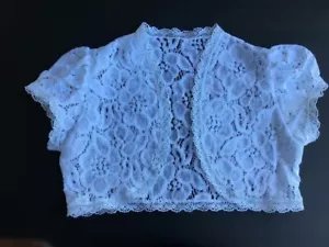 Girls Floral Lace White Bolero Cardigan - Picture 1 of 6