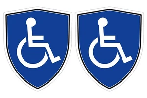Handicap sign window car shield vinyl decal bumper sticker x2 SH063 - Foto 1 di 4