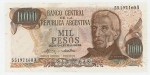 Argentinien 1000 Pesos ND 1973-76 Pick 299 aUNC fast unzirkuliert Banknote - Bild 1 von 2