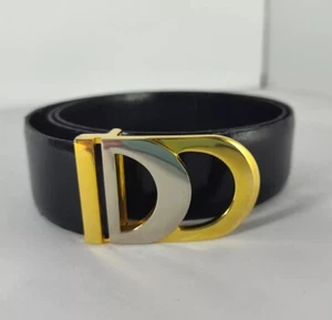Cipriani Patent Leather Belt Black Silver Gold Tone Buckle Medium Vintage Spain - Picture 1 of 6