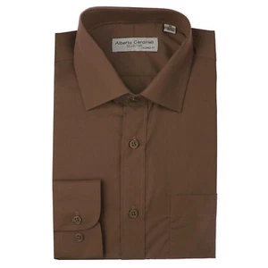 Alberto Cardinali Men's Tailored Fit Long Sleeve Wrinkle Resistant Dress Shirt - Picture 1 of 13