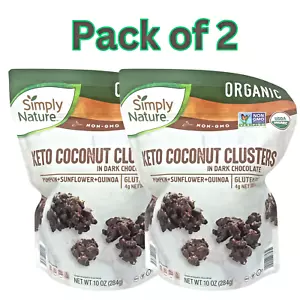 Simply Nature Grappoli di Cocco Keto Biologico con Cioccolato Fondente 10 oz. Confezione 2 - Foto 1 di 3