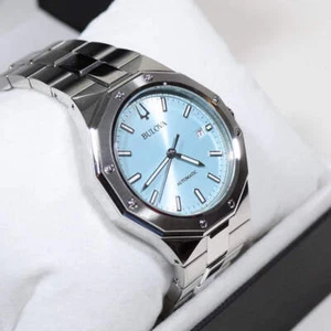 Bulova Classic Light Blue Dial Men's Automatic Stainless Steel Watch 96B462 - Picture 1 of 9