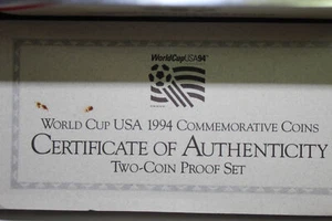 1994-P/S US Mint World Cup Commemo 90% Silver $1 & Clad 50c PF No Box (NUM6843) - Picture 1 of 3