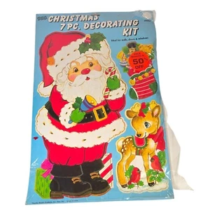 Vintage Christmas Die Cuts Eureka 1980s Holiday Decorations Santa Claus School - Picture 1 of 12