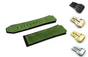 PASST ZU HUBLOT BIG BANG FUSION UHR GRÜN Kautschuk Wildleder Armband Band 26 29 mm  - Bild 1 von 13