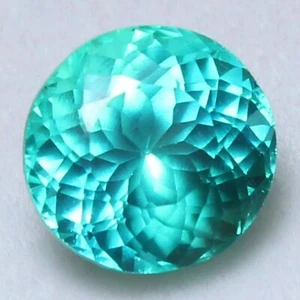 9.60 Ct Natural Certified Neon Blue-Green Paraiba Tourmaline Round Cut Gemstone - Picture 1 of 3