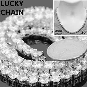 20"14K WHITE GOLD FINISH BLING OUT TENNIS CHOKER CHAIN NECKLACE 6mm 52g