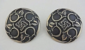Pair Jeremiah Watt White Bronze Vine Conchos 1 3/4" Bridle Loop Back Horse Tack - Picture 1 of 2