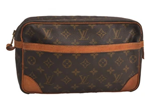 Authentic Louis Vuitton Monogram Compiegne 28 Clutch Hand Bag M51845 LV 7310M - Imagen 1 de 10