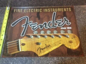 Fender Guitar Distressed Retro Metal Tin Sign  - Picture 1 of 7