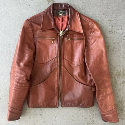 KOK Women’s 60s/70s Leather Motorcycle Jacket Sz M/L Red Patina Beautiful - Image 1 of 4