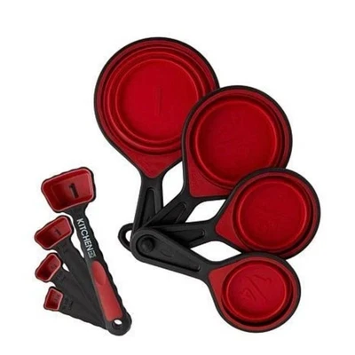 New Kitchen HQ Easy Store 4 silicone collapsible Measuring Cups & 4 Spoons Set - Image 1 of 4