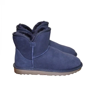 Kirkland Signature Ladies' Size 6 Shearling Scalloped Edge Boot, Navy Blue - Picture 1 of 5