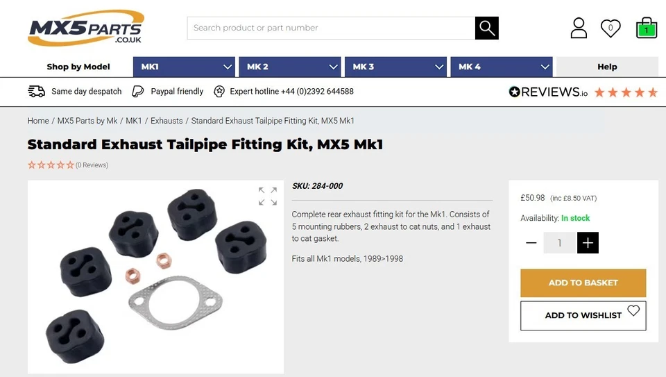 Kit de montaje de tubo de escape caja trasera MAZDA MX-5 MK1 Eunos Miata MX5 1989-1998 Foto 1 de 1