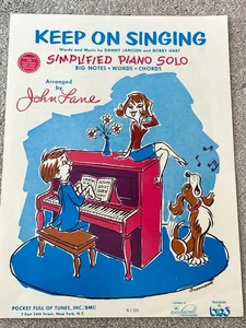 1974 KEEP ON SINGING Sheet Music SIMPLIFIED PIANO SOLO Easy Big Notes by Janssen - Picture 1 of 4