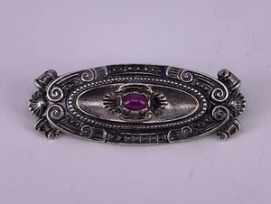Vintage BAS 835 Silberbrosche mit Rubin (AT 417) - Picture 1 of 3