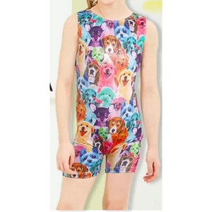 Girls Unbranded Unitard Leotard with puppies Size 150 (11-12 years) - Picture 1 of 4