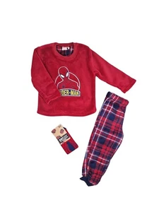 Spiderman Kinder Fleece Schlafanzug und rutschfeste Socken - Bild 1 von 3