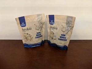 Arokia Raw Whole Cashew Nuts Unsalted Unroasted Keto Snacks 7oz 2 Pack Exp 8/25 - Picture 1 of 3
